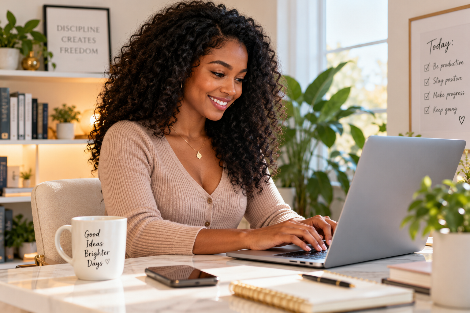 Girl typing on the laptop